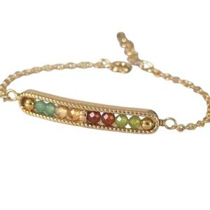Elegant Multicolor Beaded Gold Bracelet